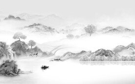 爆款 灰色中式山水 TiF分层