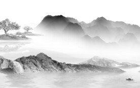 人气 高清灰色山水 TIF分层