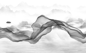 客厅 中式灰色山水 TIF分层