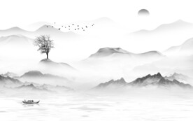 奢雅 中式灰色山水 TIF分层