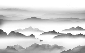 高端 中式灰色山水 TIF分层