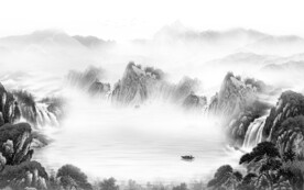 淡雅 中式灰色山水 TIF分层