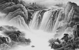 高清 中式灰色山水 TIF分层