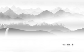 淡雅 灰色客厅山水 TIF分层