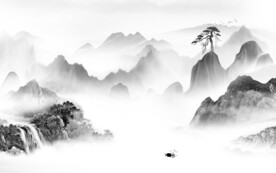 高清 灰色客厅山水 TIF分层