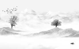 新品 简奢灰色山水 tiF分层