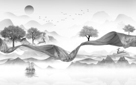 简约 简奢灰色山水 tiF分层