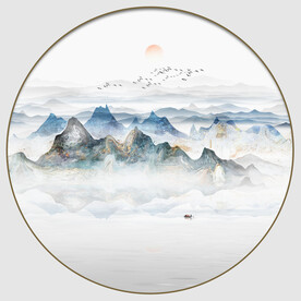 圆形抽象山水画