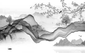 爆款 清晰灰色山水 TiF分层