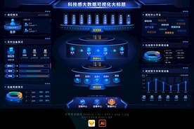 蓝色科技感大数据可视化设备大屏
