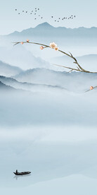 蓝色现代新玄关画 tif分层