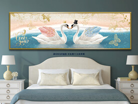唯美天鹅湖沙滩床头装饰画