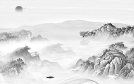 简约 清晰灰色山水 Tif分层