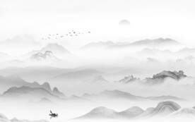 高档 清晰灰色山水 Tif分层