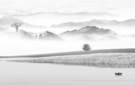 人气 清晰灰色山水 Tif分层