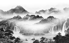 大气 清晰灰色山水 Tif分层