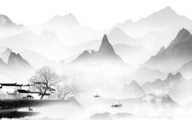 高雅 简约灰色山水 TiF分层