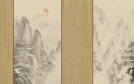 现代高端格栅木纹背景墙