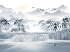 新中式意境山水背景装饰画