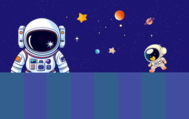 卡通星空宇航员背景墙