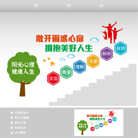 心理驿站楼梯文化墙