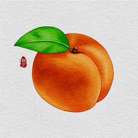 免扣水彩风手绘水果桃子插画素材