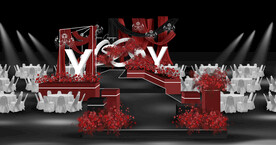 红白黑秀场风婚礼效果图