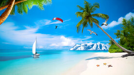 蓝天白云大海沙滩