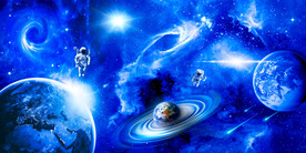 蓝色宇宙星空银河星球外太空背景