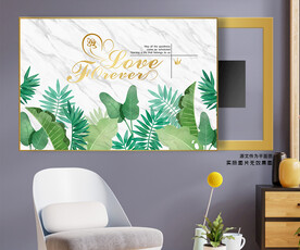 现代简约树叶电表箱装饰画