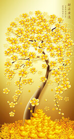 发财树装饰画玄关背景图片