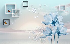 现代简约花卉电视背景装饰画