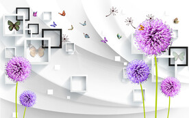 现代简约蒲公英电视背景装饰画