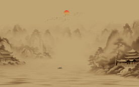 新中式水墨山水背景墙