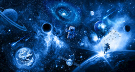 蓝色星球太空宇航员宇宙星空背景