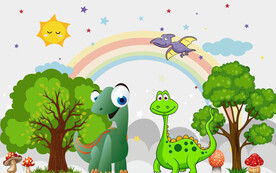 卡通恐龙背景墙