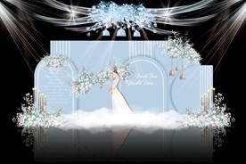 蓝色简约婚礼背景