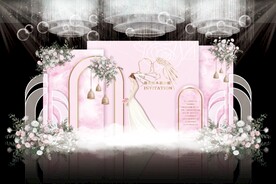 粉色简约婚礼背景