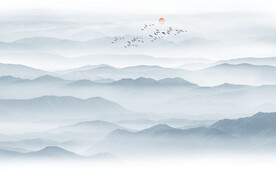 新中式壁画山水画电视背景墙