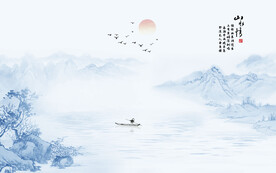 山水情背景墙