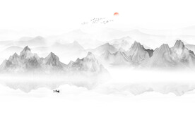 意境水墨山水画背景墙