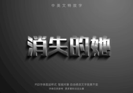银色立体特效字剧名消失的她