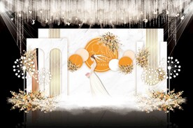 橙色简约婚礼背景