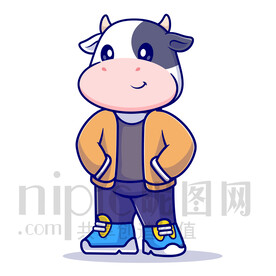 可爱卡通奶牛矢量插画素材