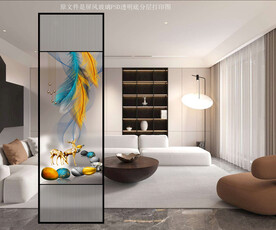 高清分层透明底屏风玻璃打印图