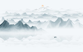 新中式壁画山水画电视背景墙