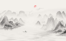 现代山水沙发背景墙