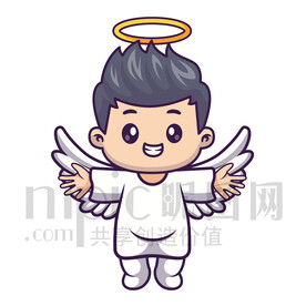 可爱卡通天使小男孩