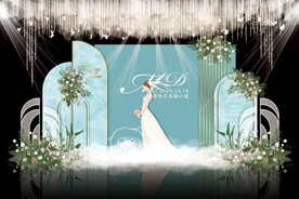 蓝色简约婚礼背景