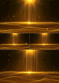 4K金色粒子海平面背景AE模板